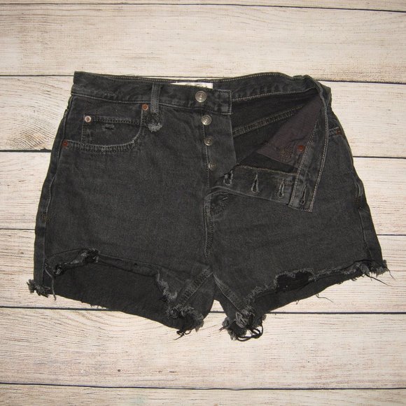 We The Free Black Button Fly Cut Off Shorts 27 - Picture 1 of 6